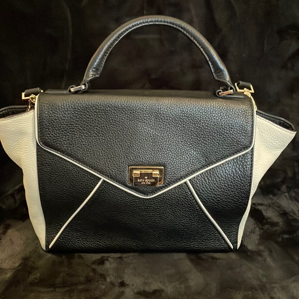 Kate Spade black & cream satchel with detachable shoulder strap